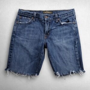 VTG Y2K David Kahn Nikki Cutoff Bermuda Shorts Women 27 Blue Indie Sleaze Boho